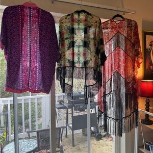 Colorful Patterned Kimonos with Fringe